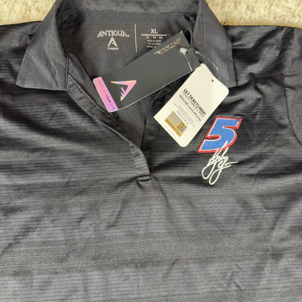 BRAND NEW! Women's Kyle Larson Antigua Black Compass Polo XL